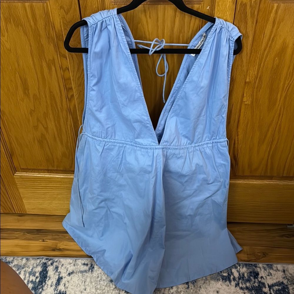 Abercrombie & Fitch Light Blue Sleeveless V-Neck Dress Cinch Waist